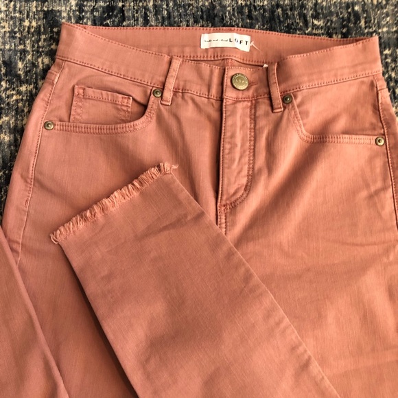 HP! Loft Frayed Hem Skinny Jeans Mauve NWT Women’s Size 25 - Picture 6 of 8